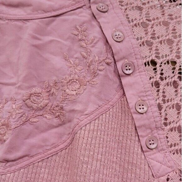 Free People Sweetest Thing Thermal Embroidered Top Women's Size Medium - Picture 4 of 12